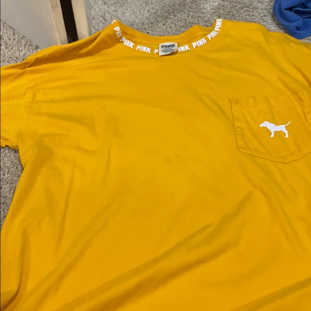 yellow long sleeve pink shirts